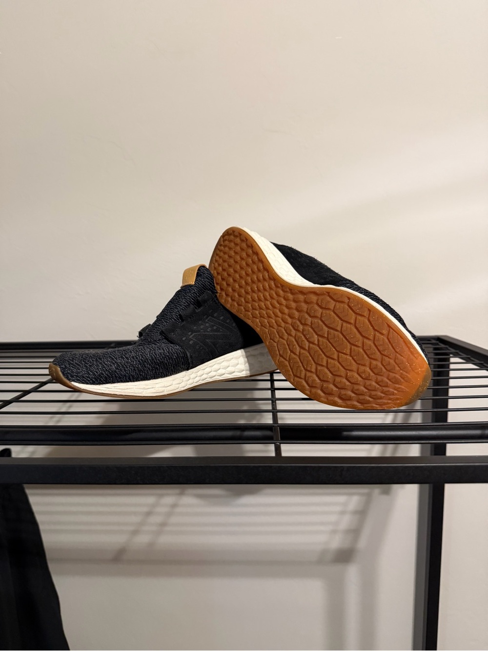 New Balance Black Knit Sneakers with Gum Outsole